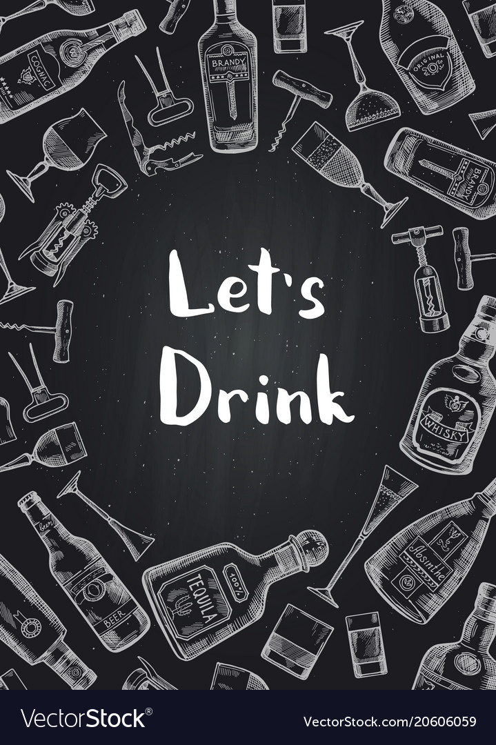 Hand drawn alcohol drink bottles vector image Hand drawn alcohol drink bottles
