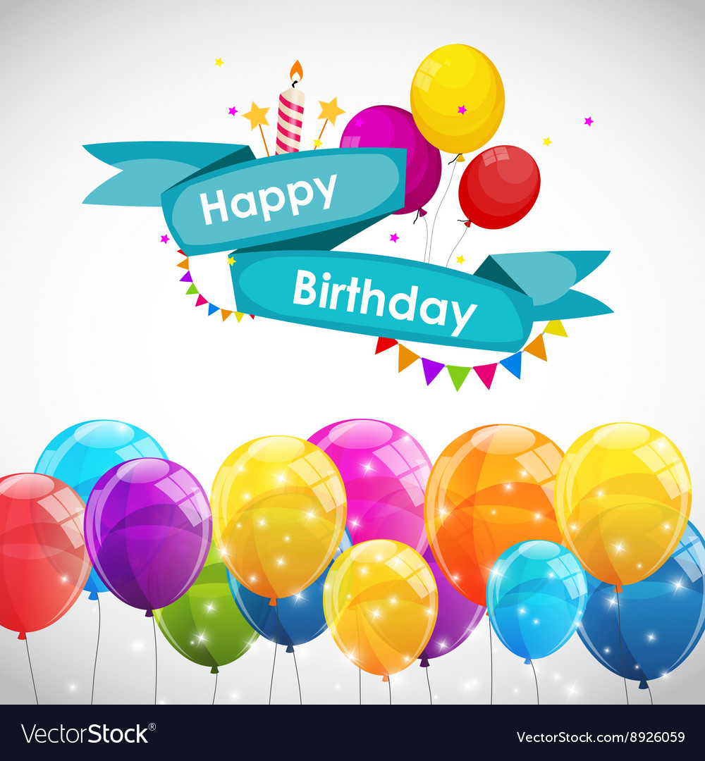 Happy birthday card template with balloons Vector Image