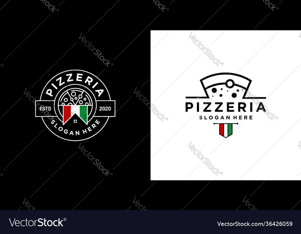 Italian Pizza Restaurant Design Logo Symbols Vector Image