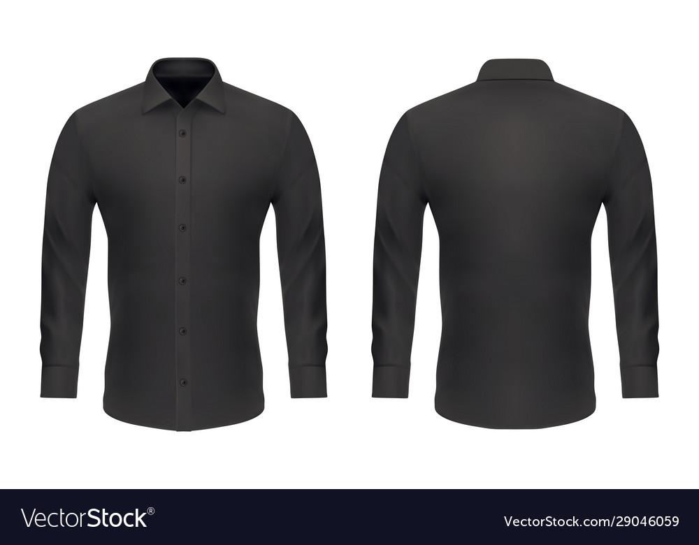 Download Mockup Template Men Black Classic Dress Shirt Vector Image