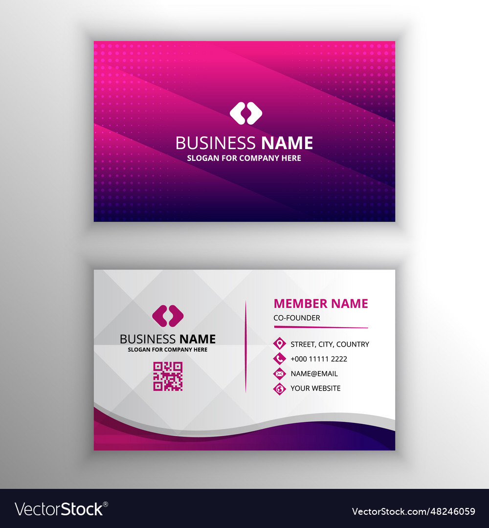 Modern flat gradient pink striped business card Vector Image