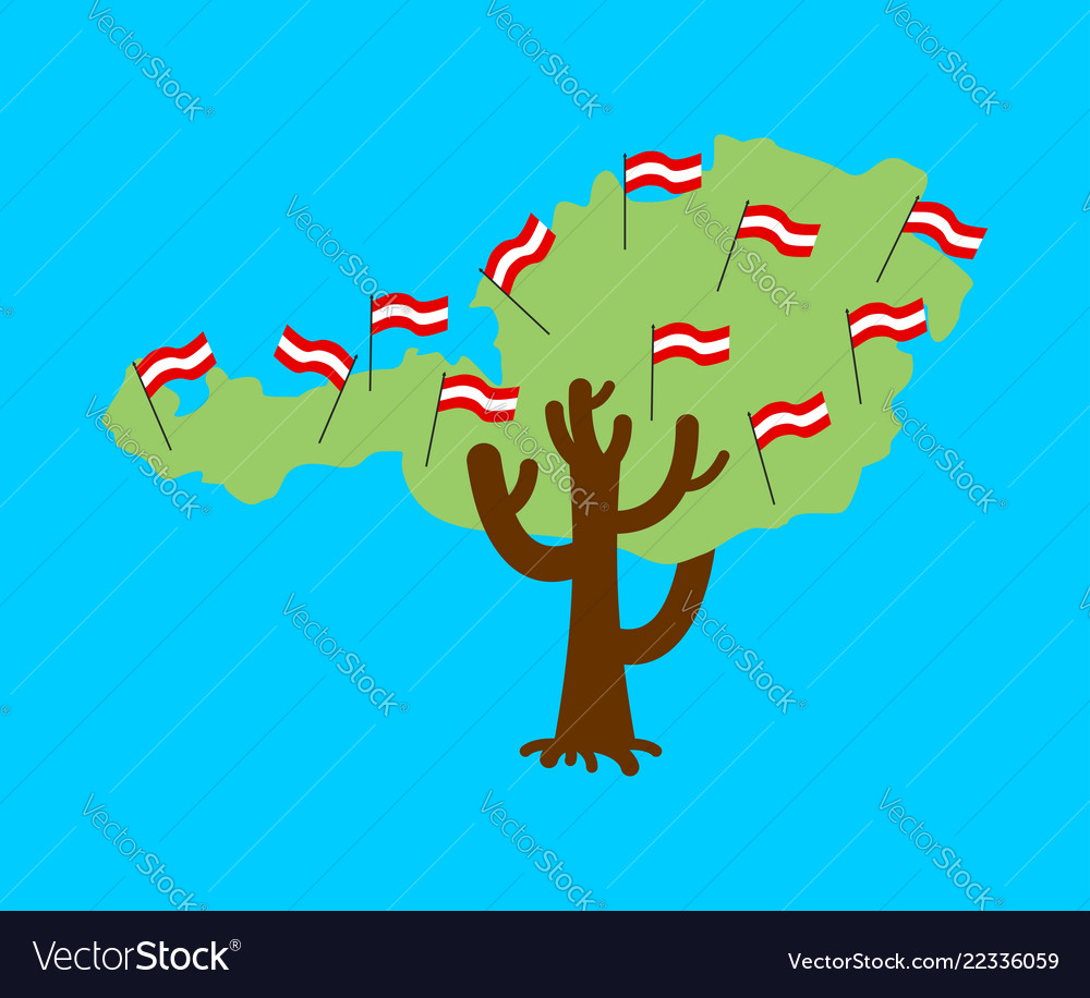 Patriotic tree austria map austrian flag national