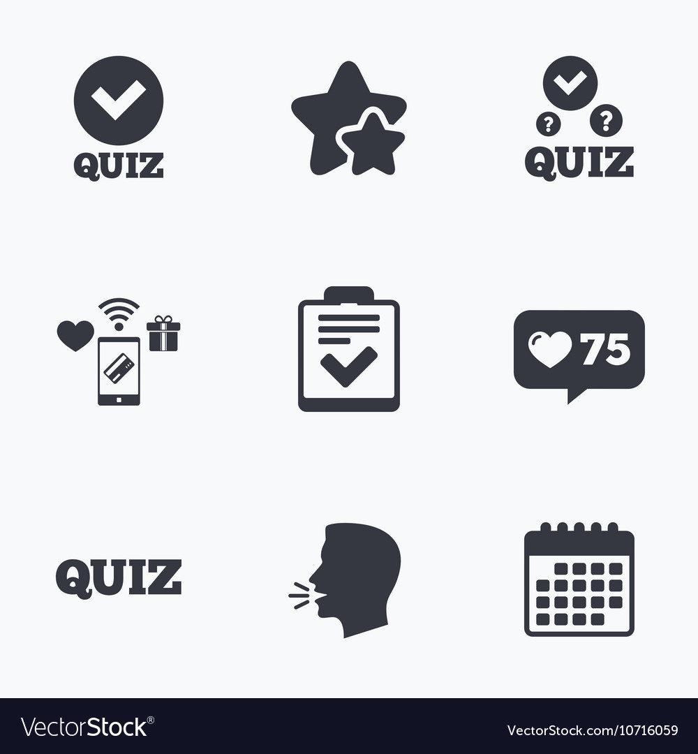 Quiz icons checklist with check mark symbol