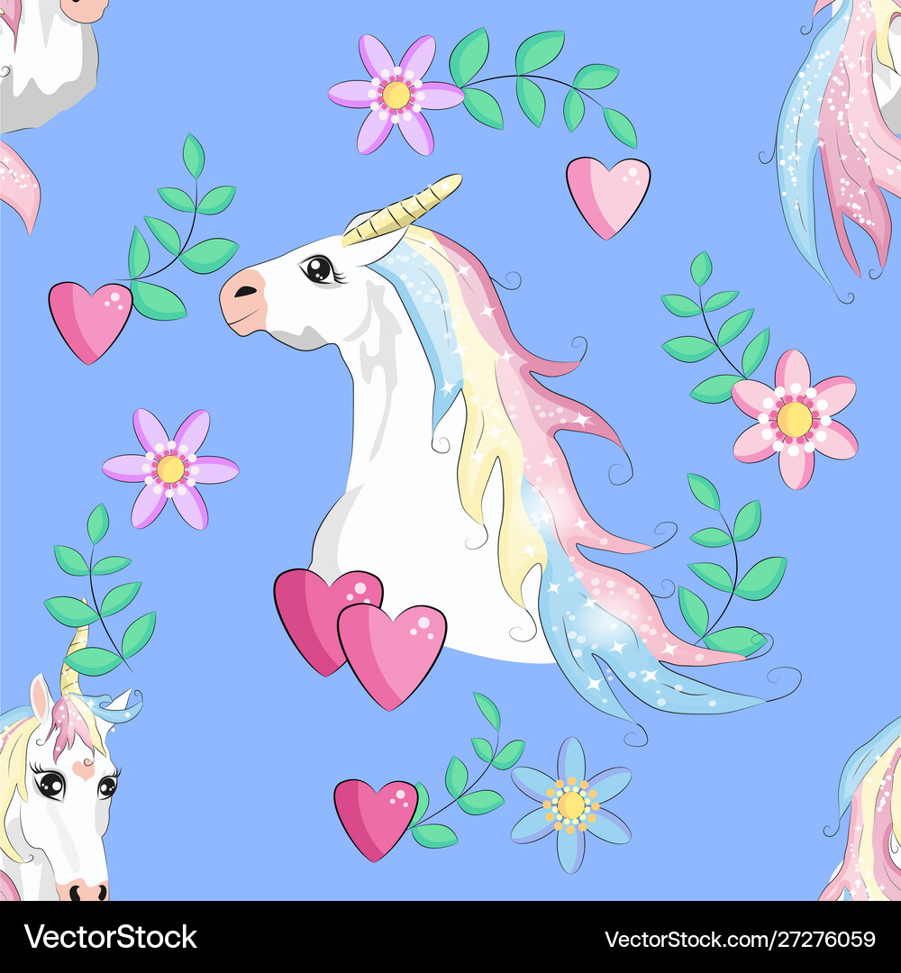 Seamless unicorn pattern magic background Vector Image
