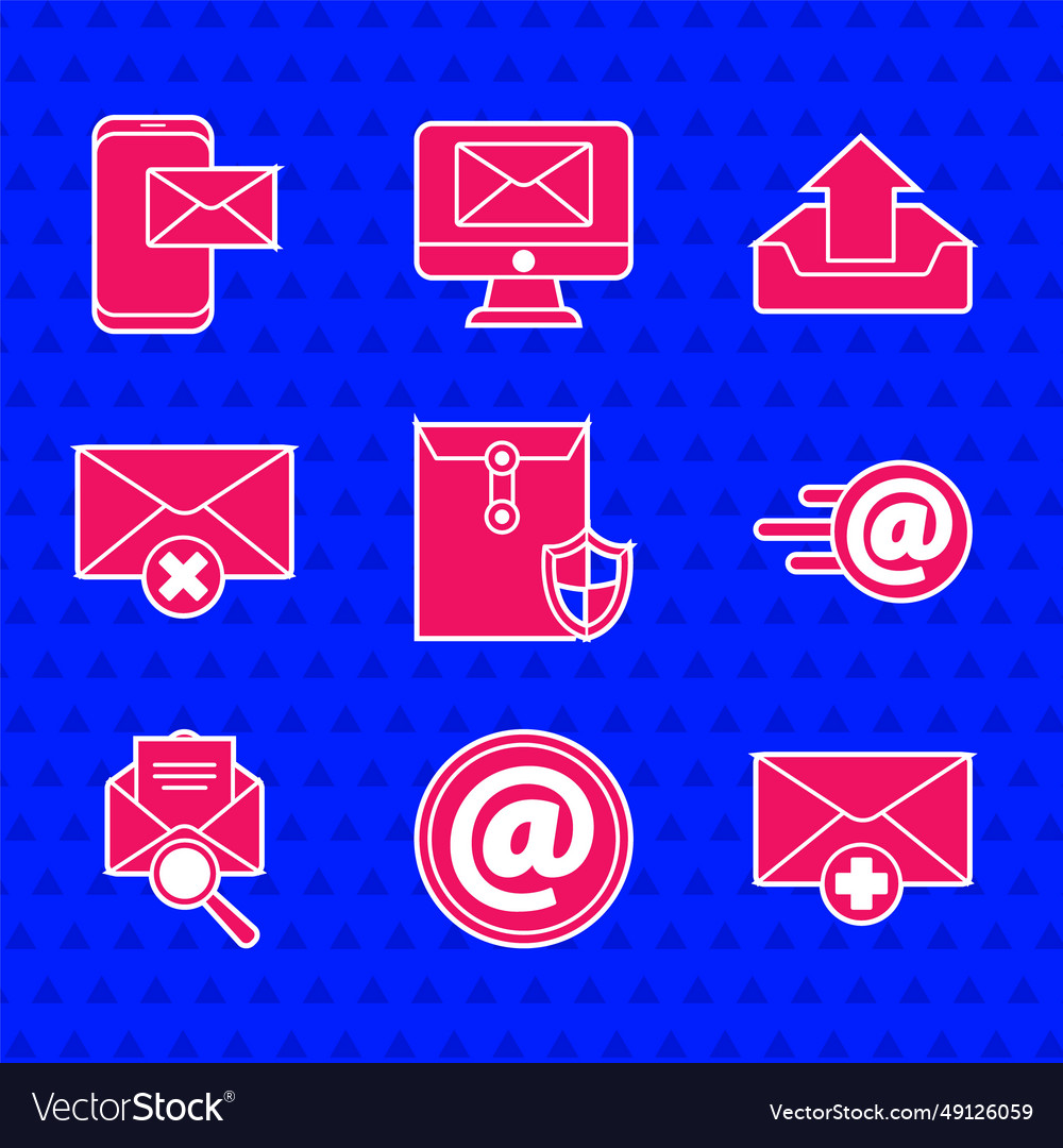 Set envelope with shield mail and e-mail received vector image Set envelope with shield mail and e-mail received