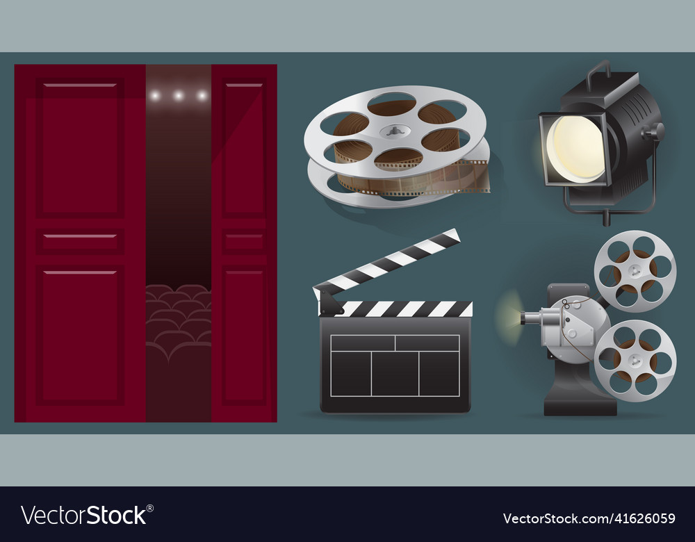 Set icons cinematography cinema and movie film