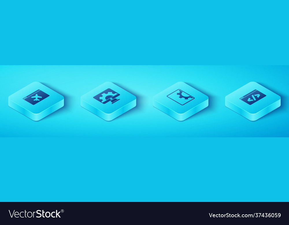 Set isometric website template development front
