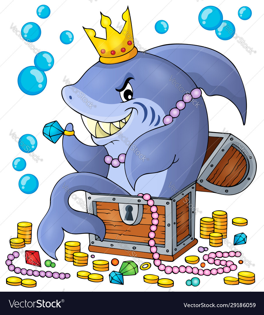 Shark with treasure theme image 1