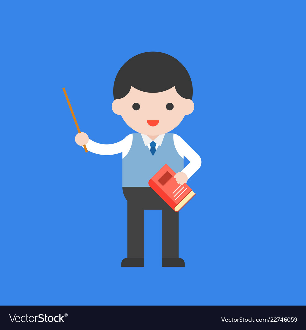 Teacher Pointer with Book - Flat Design