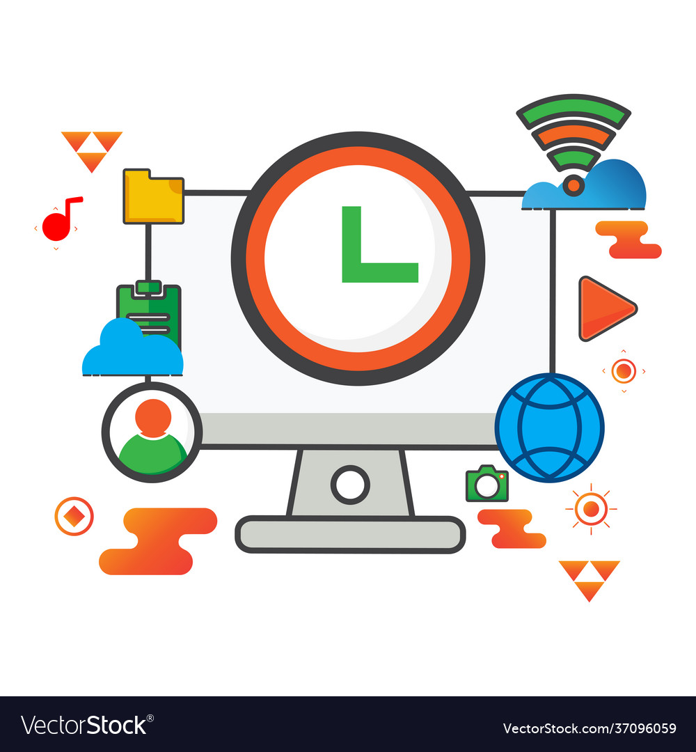 Time computer flat icon can use for design vector image Time computer flat icon can use for design