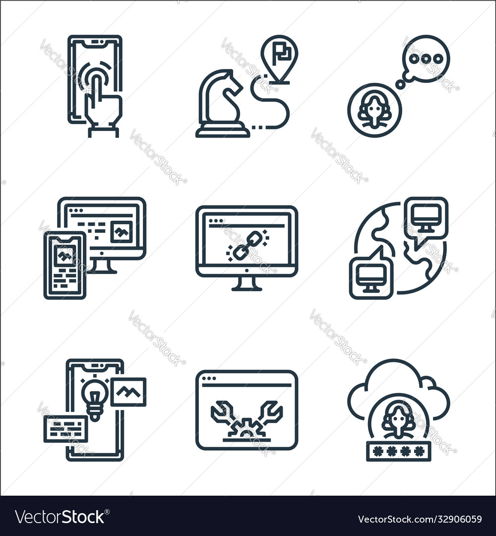 User experience line icons linear set quality Vector Image