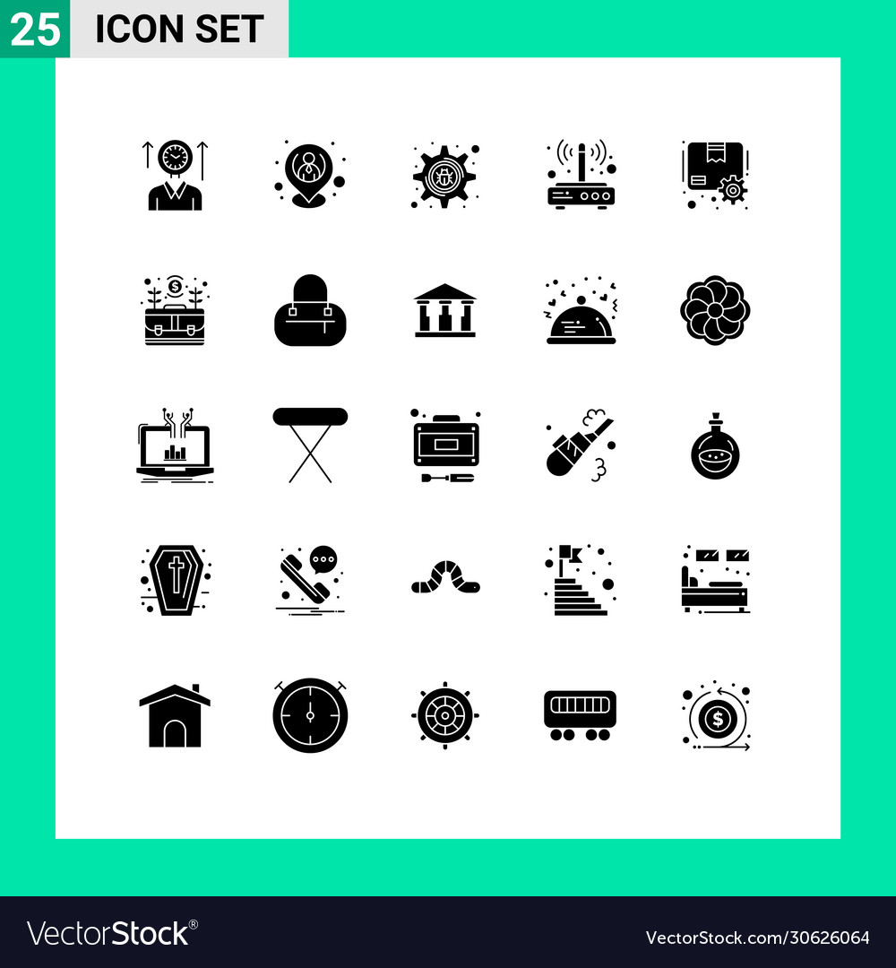 25 universal solid glyphs set for web and mobile