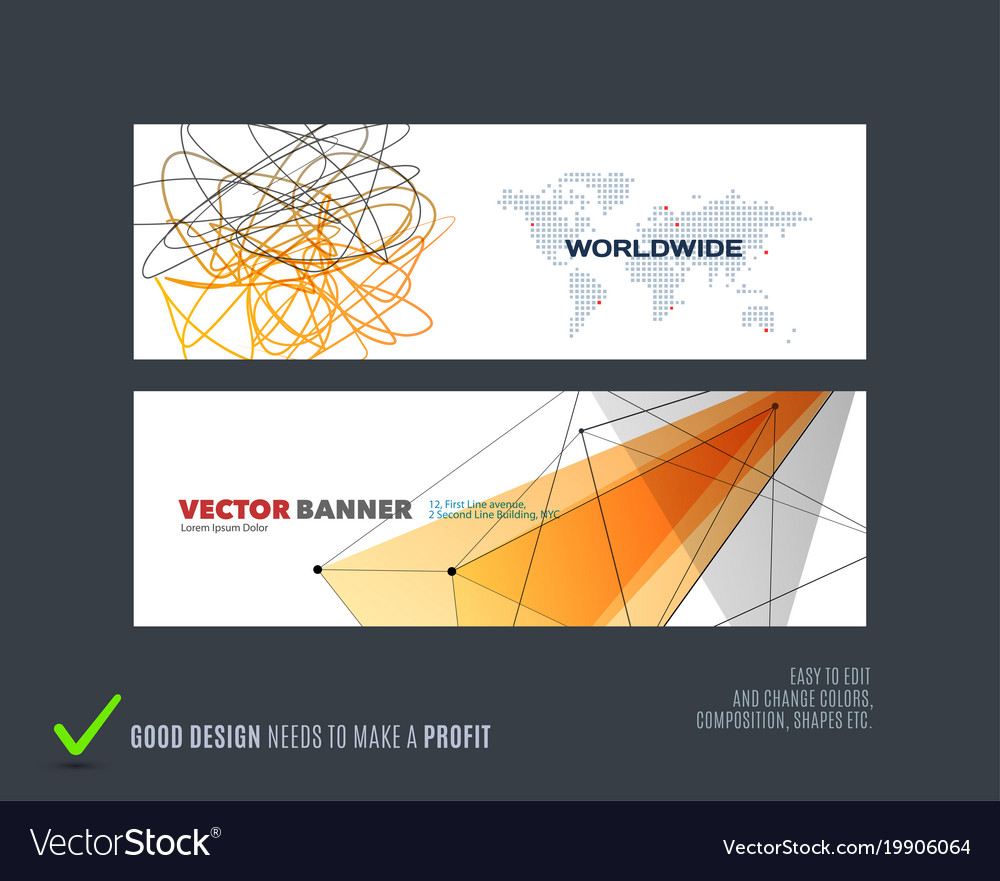 Abstract set of modern horizontal website
