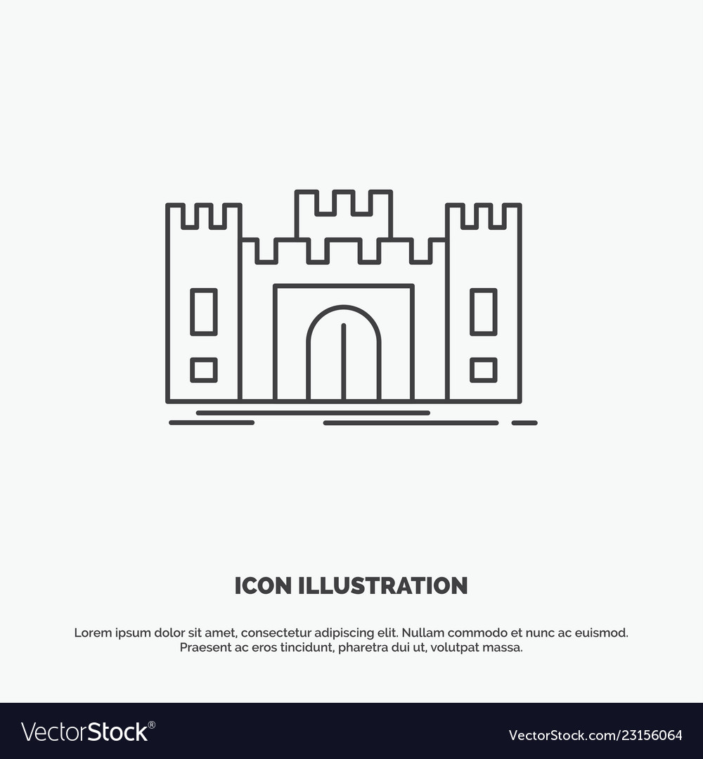 Castle defense fort fortress landmark icon line Vector Image