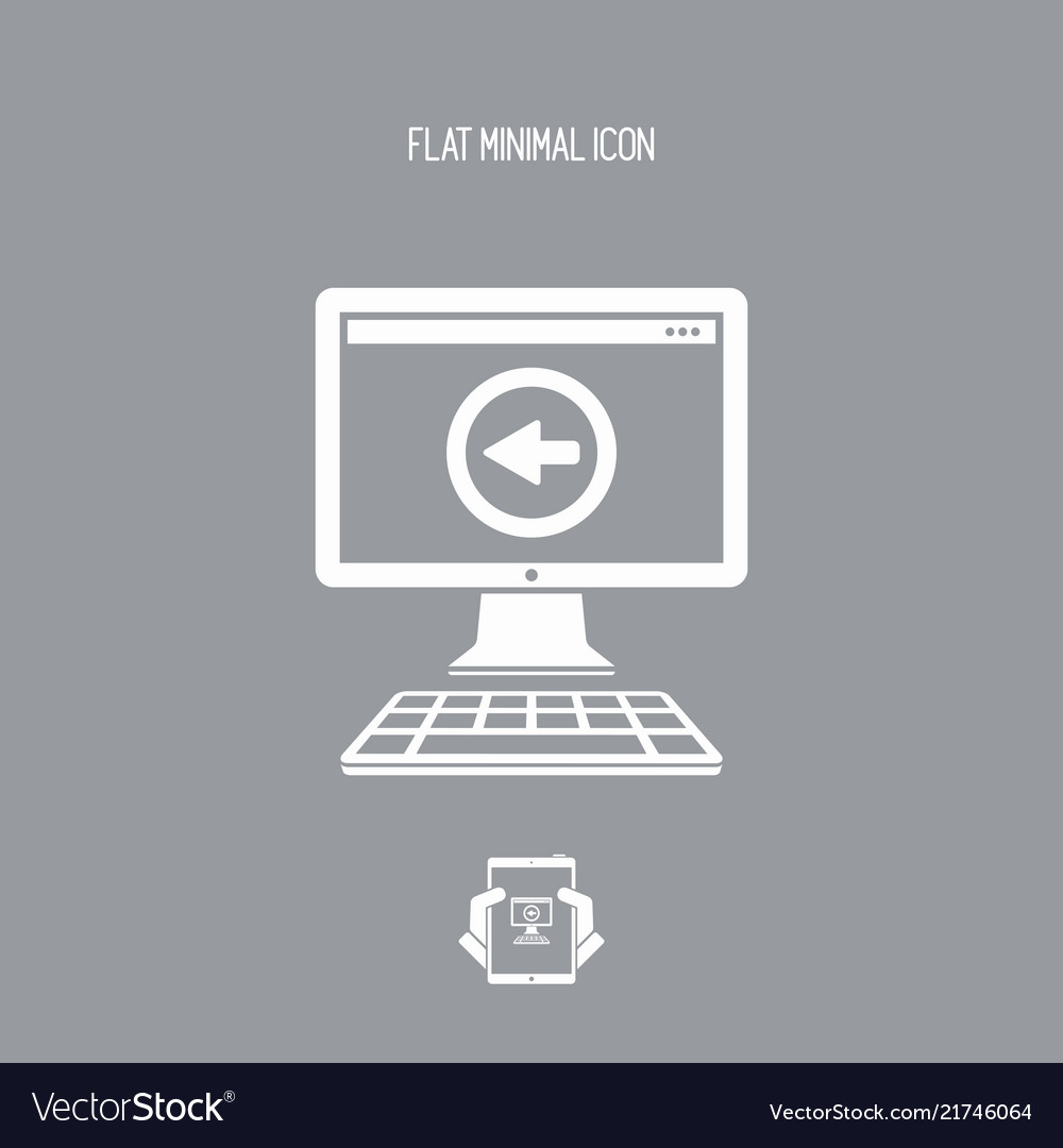 Computer and back symbol - flat minimal icon