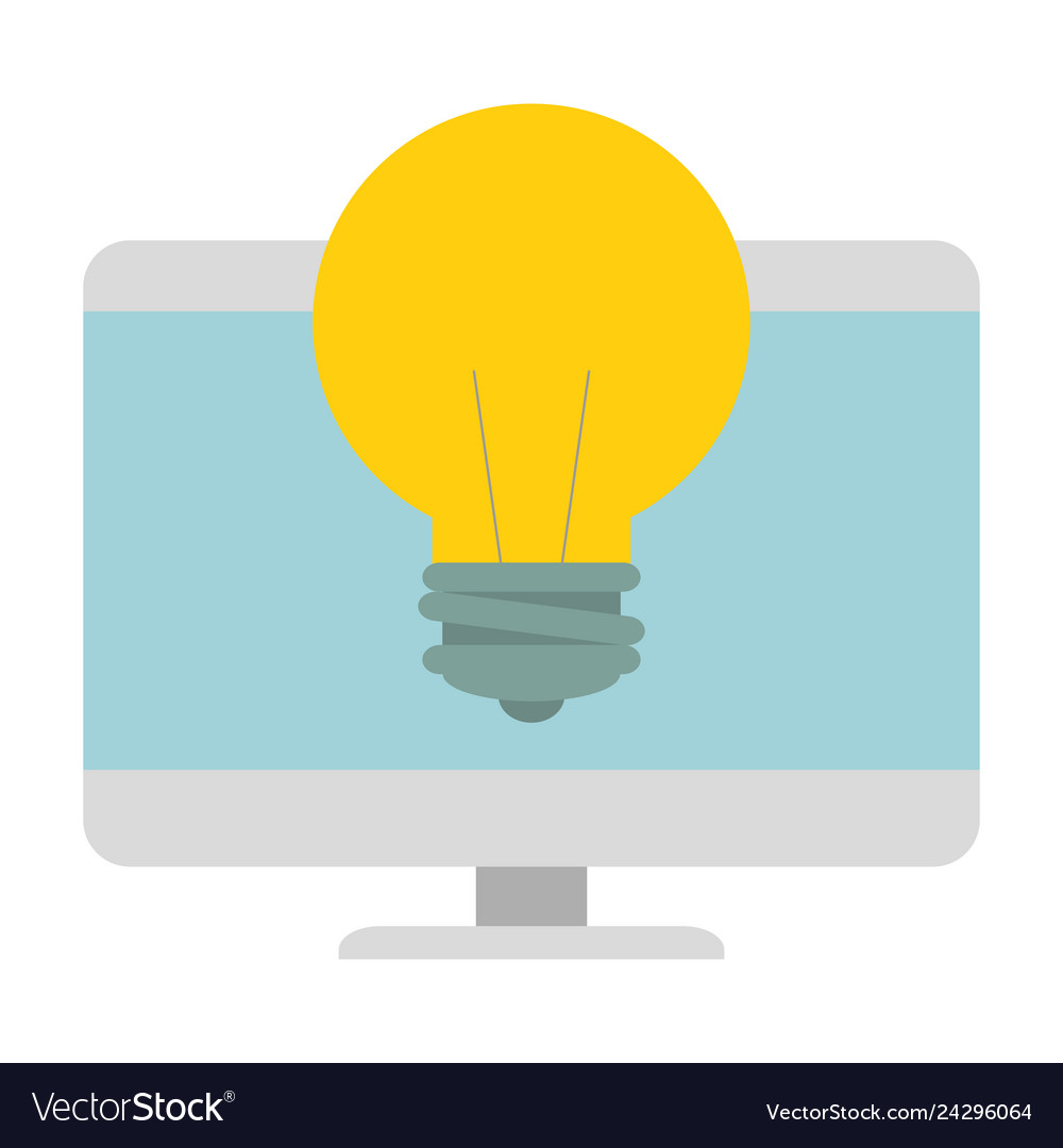 Computer desktop with bulb Vector Image Computer desktop with bulb