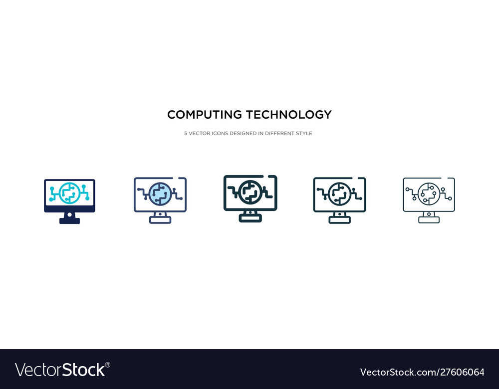 Computing technology icon in different style two vector image Computing technology icon in different style two
