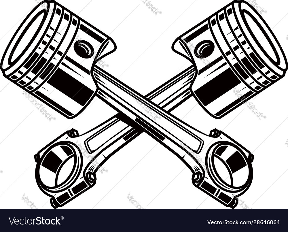 Crossed motorcycle pistons design element for Vector Image