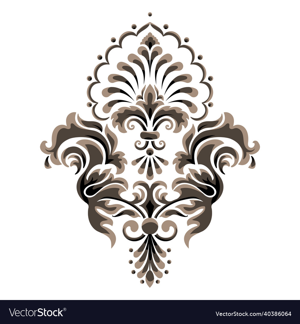 Damask central element isolated vector image Damask central element isolated