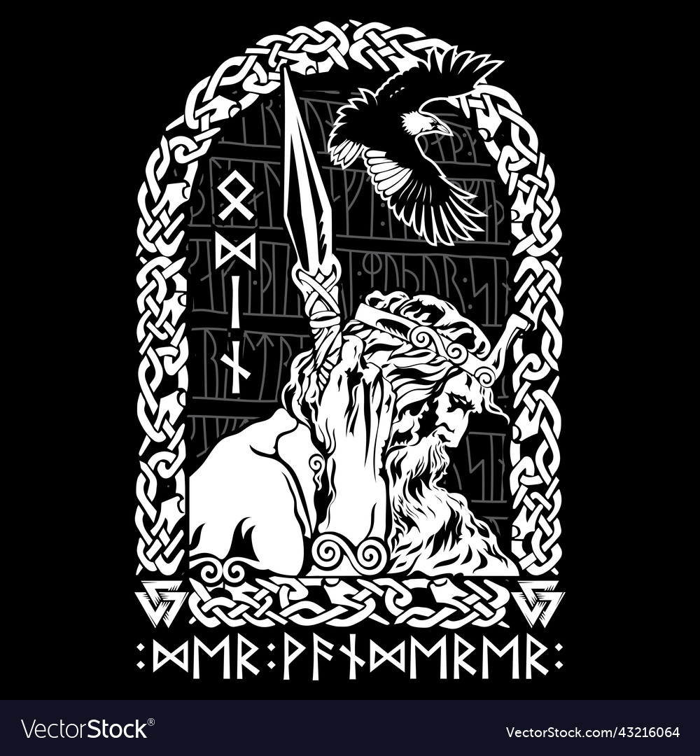 Design in old norse style ancient norse god wotan Vector Image