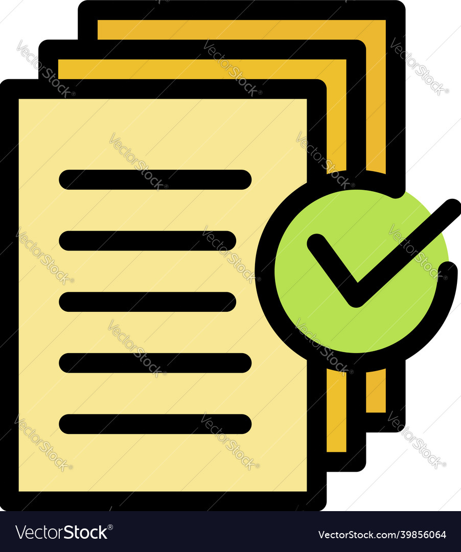 Document approved request icon color outline Vector Image