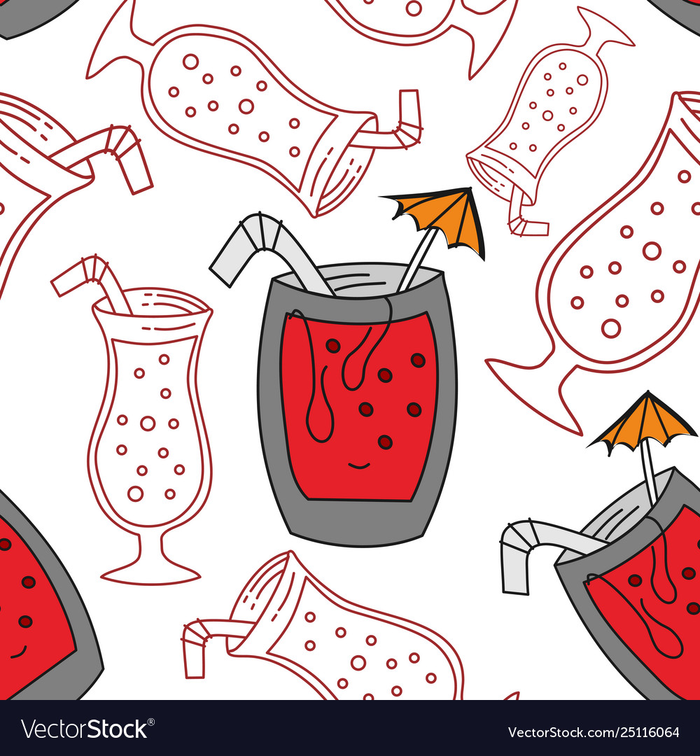 Drinking glass pattern seamless template Vector Image