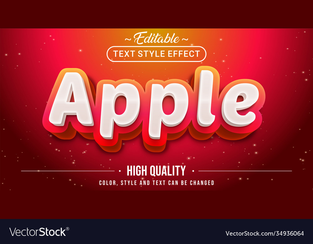 Editable text style effect - red apple