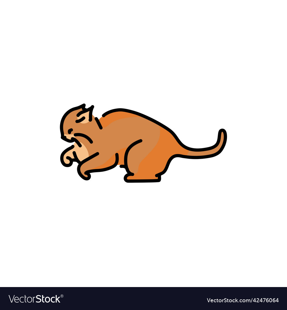 Evil cat fights color line icon pictogram for web
