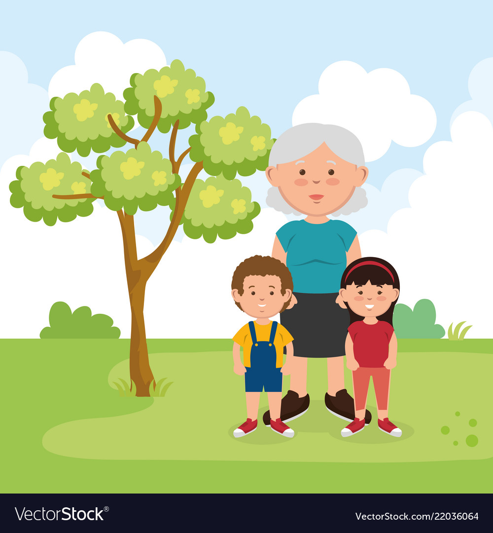 Family members on park characters Royalty Free Vector Image