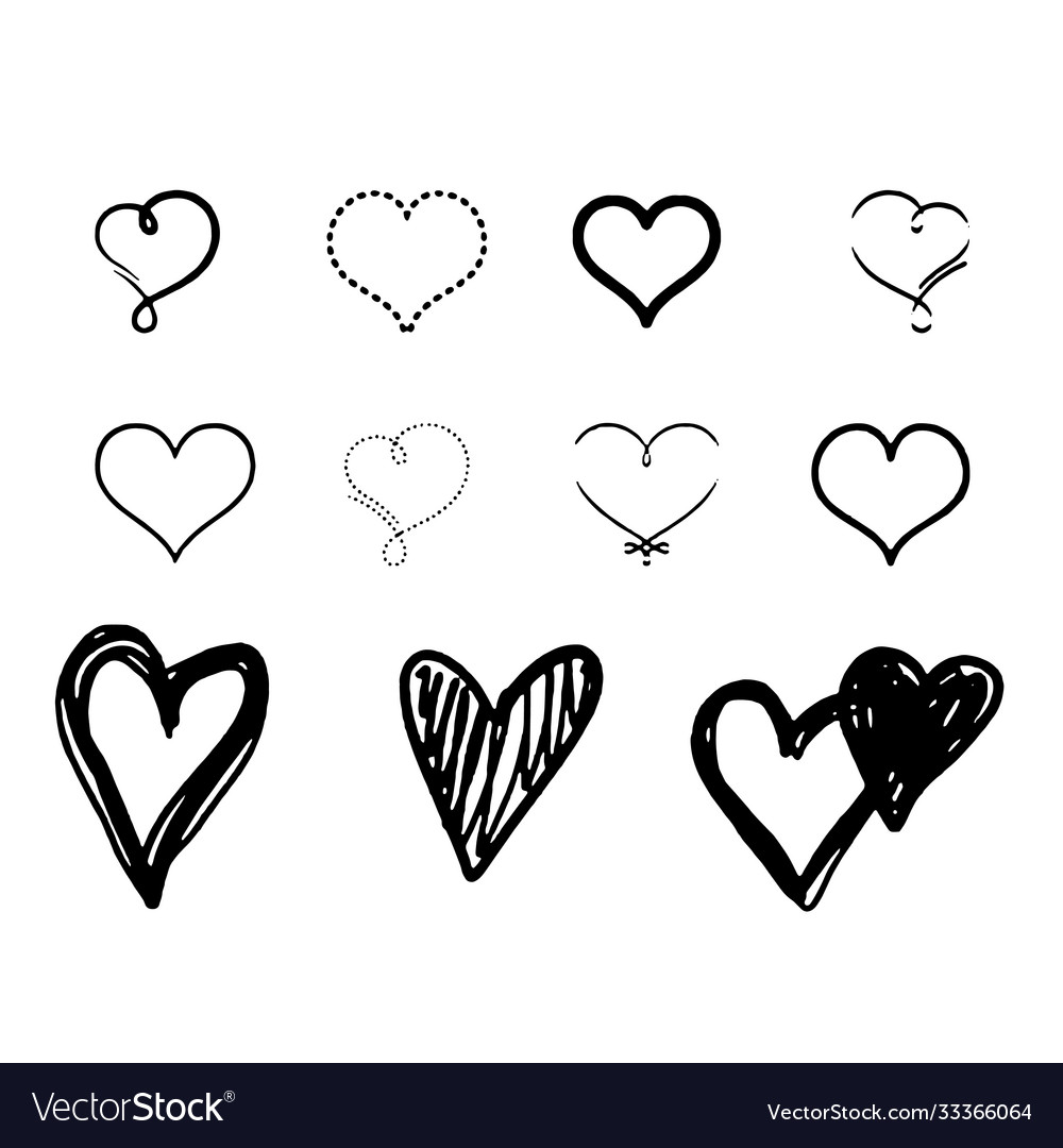 Hearts set different style and shape