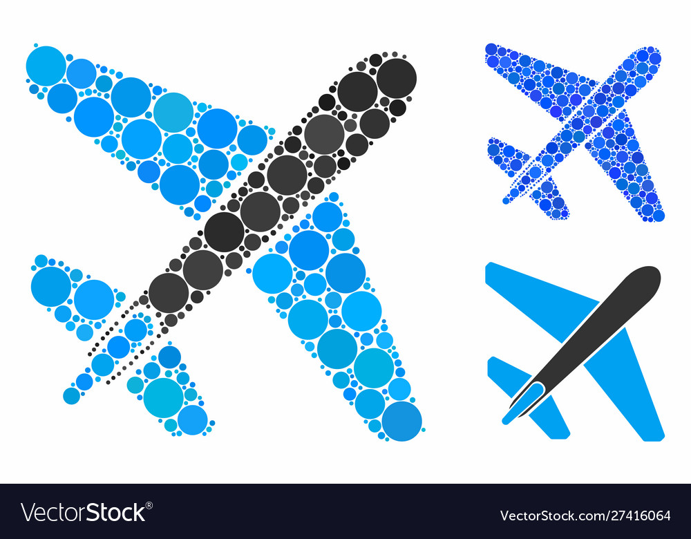 Jet airplane mosaic icon circles