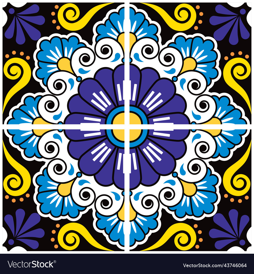 Mexican inspired tiles seamless pattern Royalty Free Vector