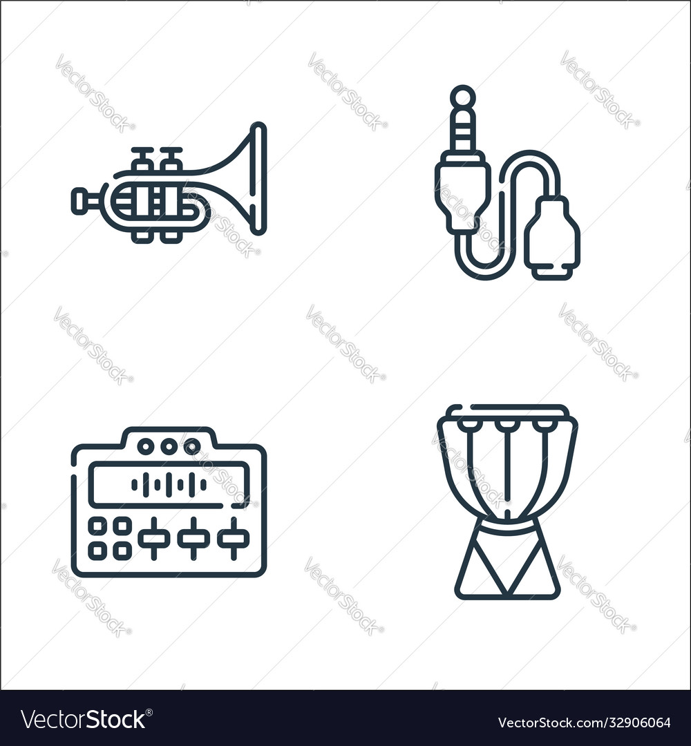 Music line icons linear set quality