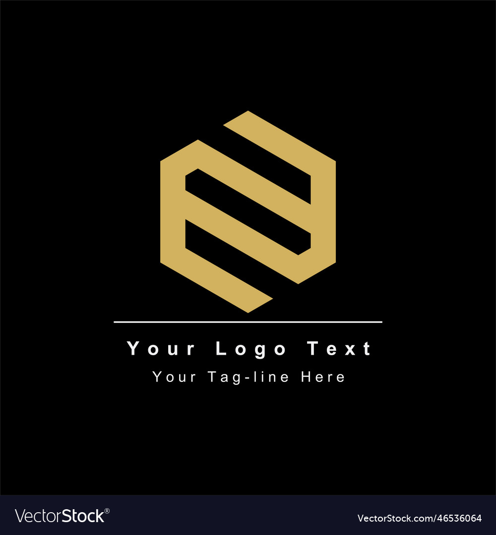 N initial logo with hexagon line art design