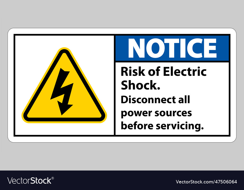 Notice risk of electric shock symbol sign isolate