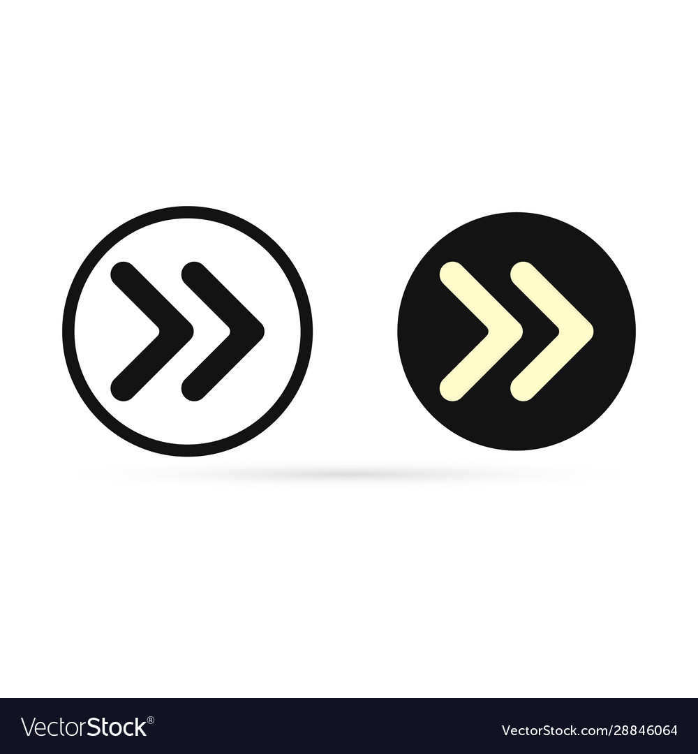 Outline button arrow icon set isolated on white