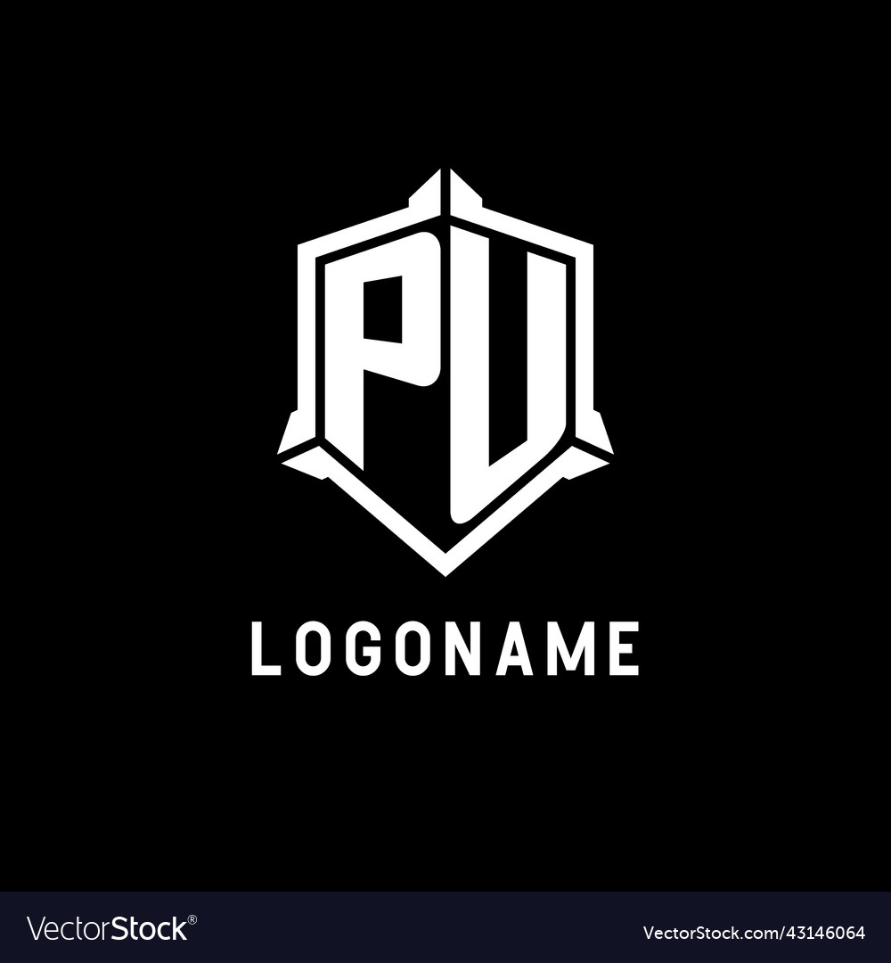 Pu logo initial with shield shape design style
