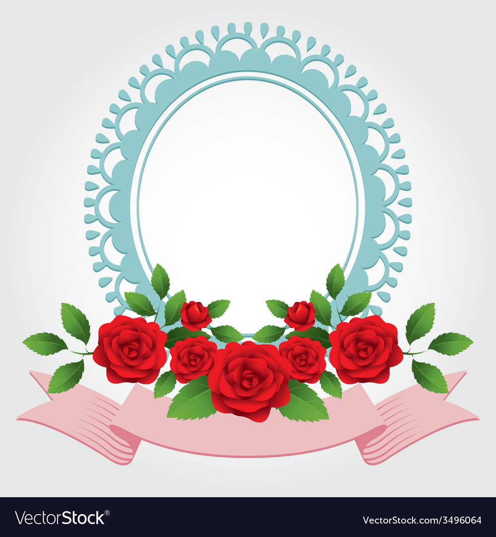 Red roses round shape frame and border Royalty Free Vector