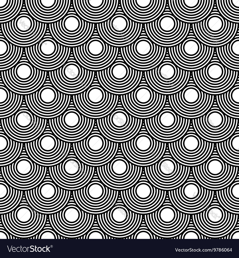 Seamless circles pattern black and white repeating