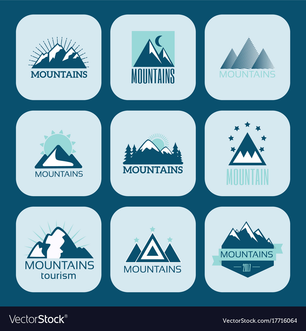 Set of mountain exploration vintage emblems Vector Image