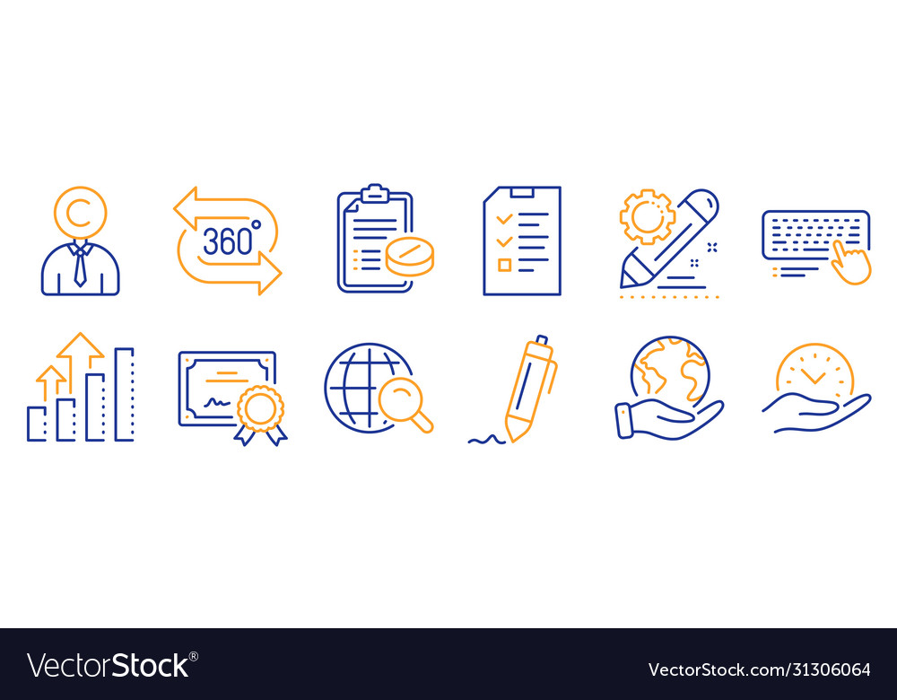 Set science icons such as analysis graph 360