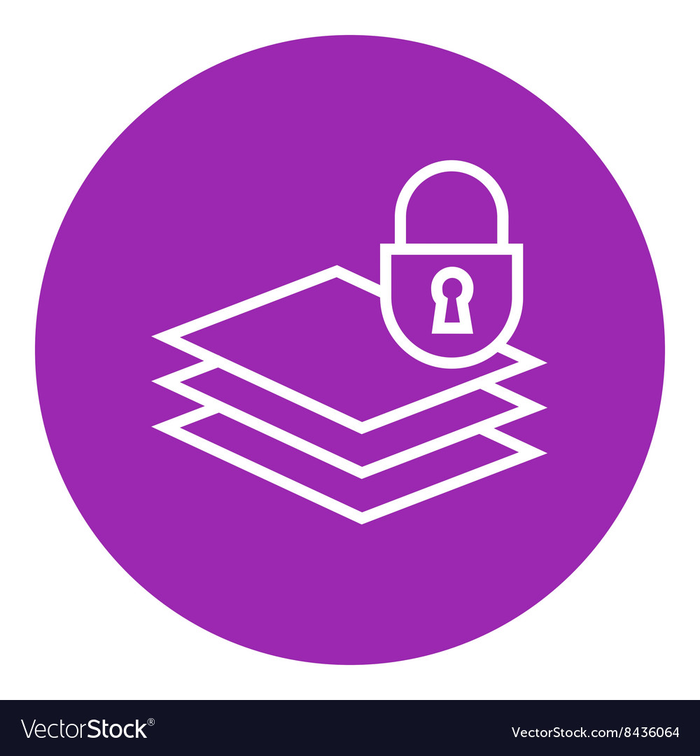 Stack of papers with lock line icon