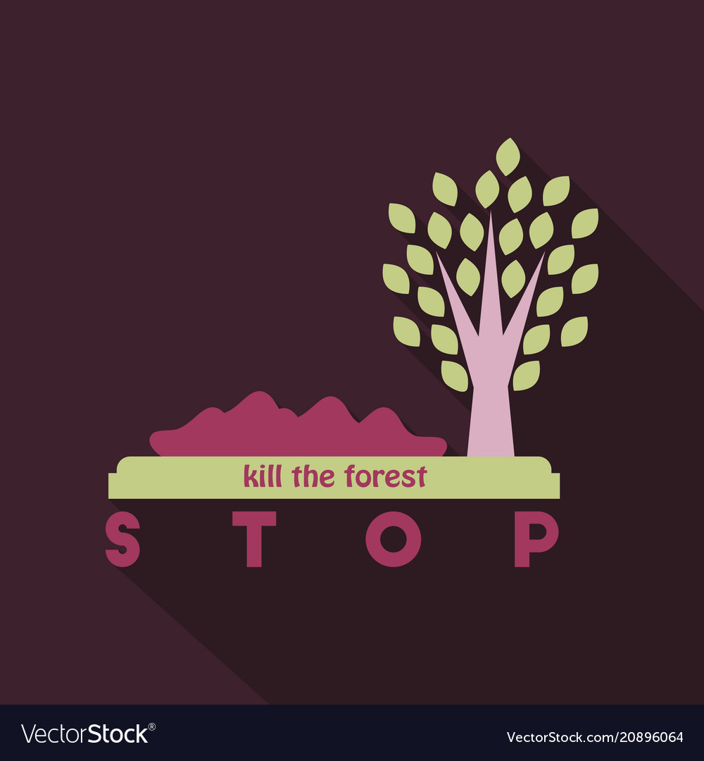 Trash under the tree and text stop kill forest