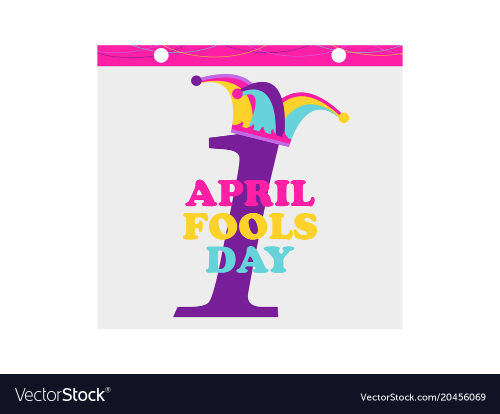 1 April Fools Day Jester Hat And Calendar Vector Image