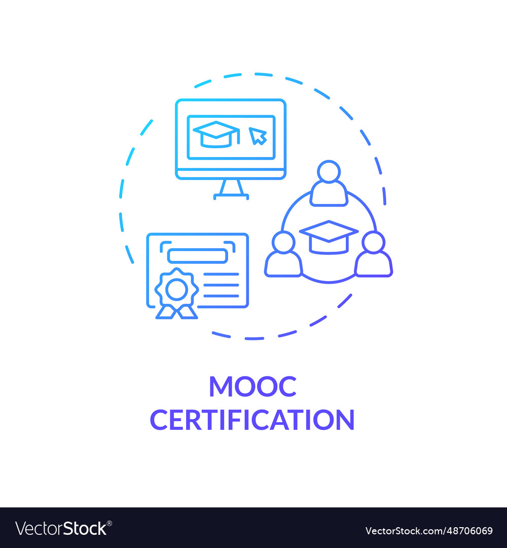 2d gradient thin linear icon mooc certification vector image 2d gradient thin linear icon mooc certification