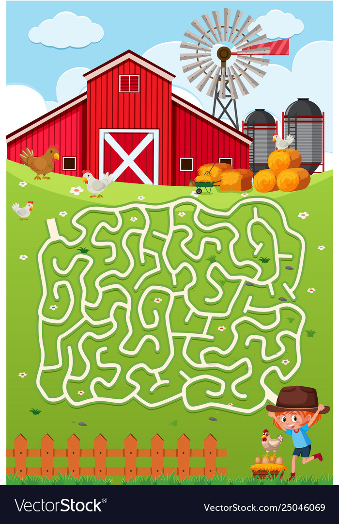 A maze game template Royalty Free Vector Image