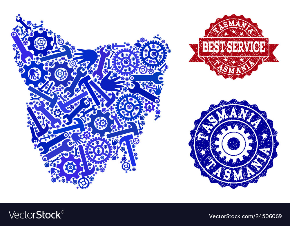 Best service collage of map tasmania island