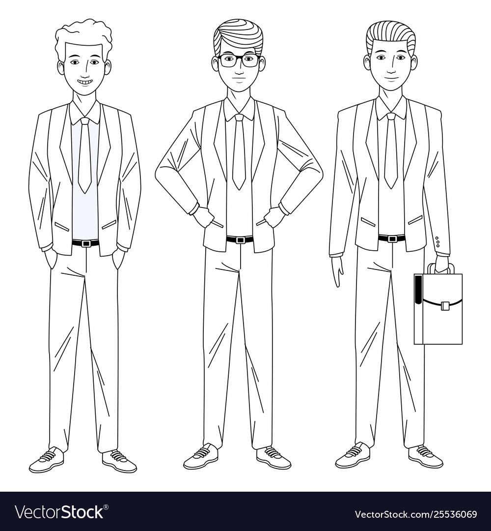 Businessmen avatar cartoon character black Vector Image