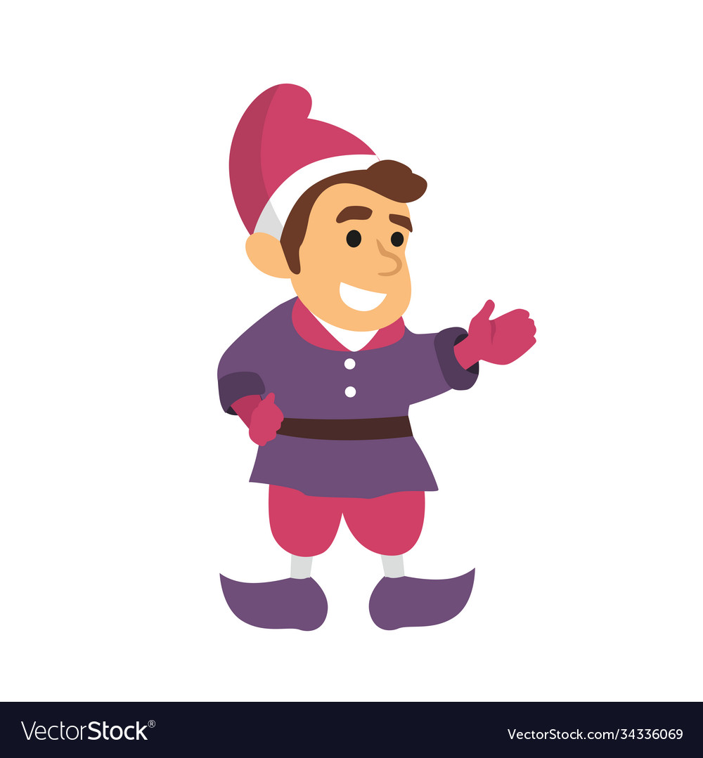 Cute young gnome talking flat