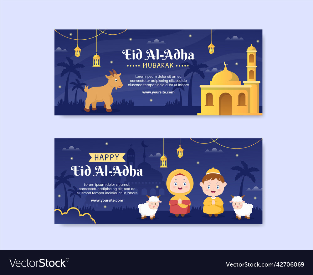 Eid al adha horizontal banner template flat